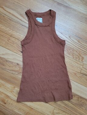 Wesley WSLY Rivingron Ribbed Tank Top in Rust Brown Size S Pre-owned